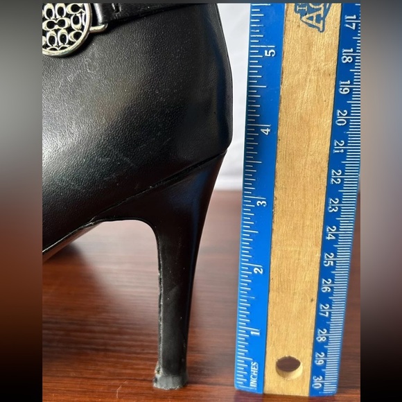 COACH Susette Black Leather Boots Stiletto Heels Womens 8.5 Like New - Picture 16 of 16